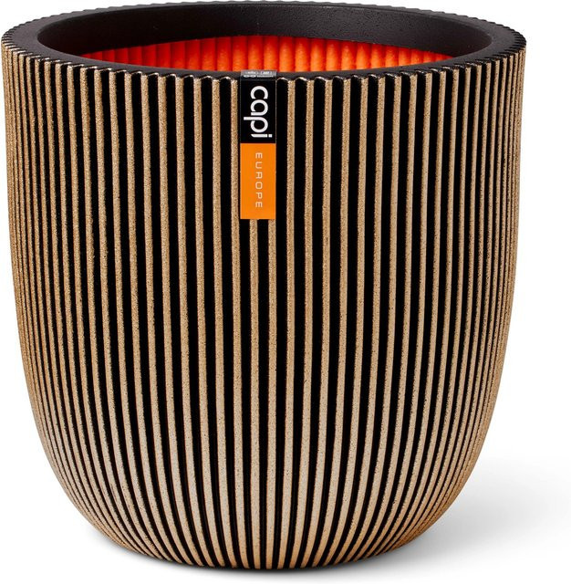 Capi Pflanztopf Kugel Groove in Gold-Schwarz, Breite: 35 cm, Höhe: 34 cm - Bild 1