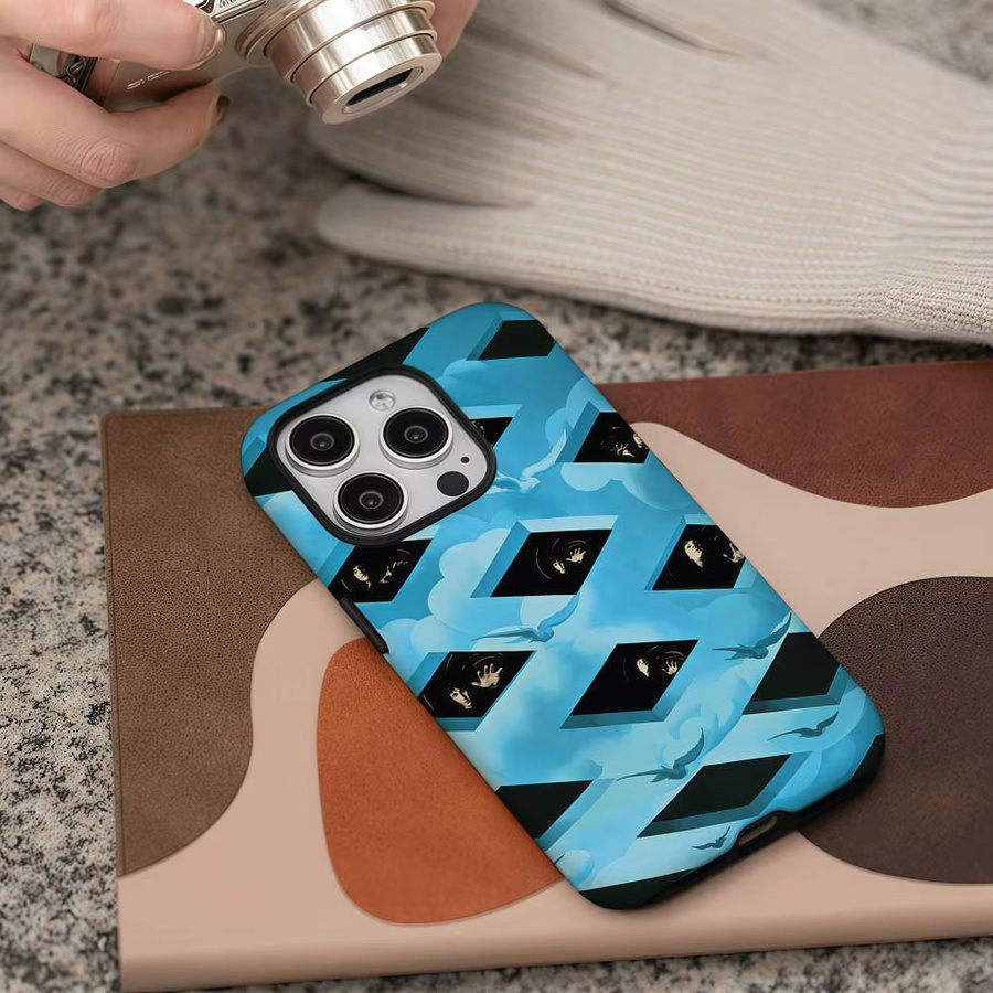 W-Who Band Handyhülle für iPhone 17 16 15 14 13 12 Pro Max Plus mit glänzender HD-Doppelschicht-Flüssighartschale in Weiß und Blau - Bild 5