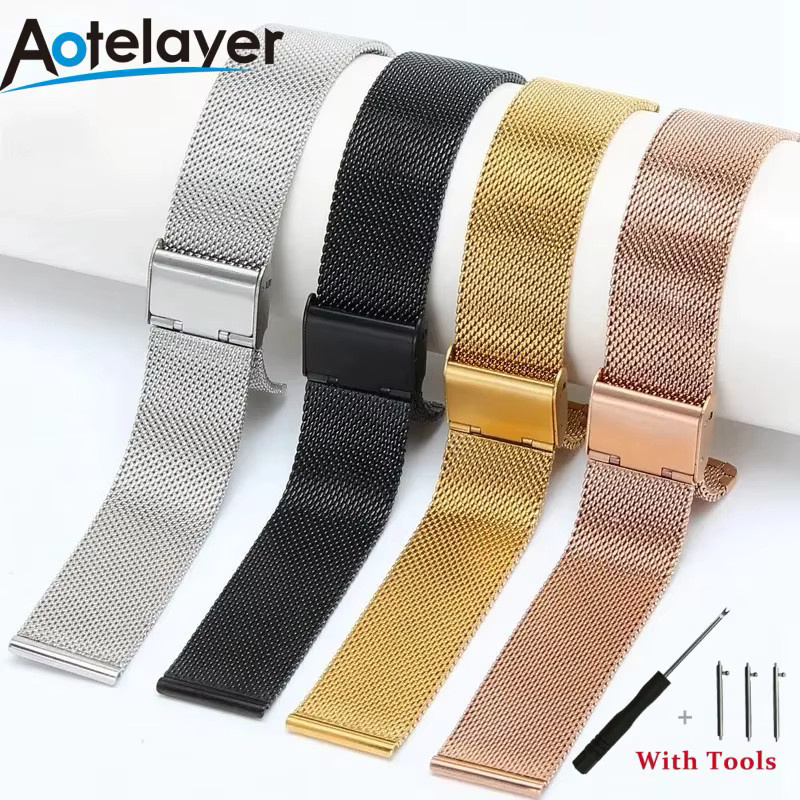 Aotelayer Uhrenarmband Milanaise, Edelstahl, Roségold, Unisex, 20 mm, 22 mm - Bild 2