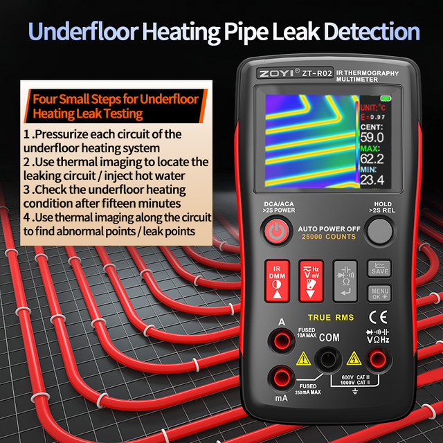 ZOYI R02 2-in-1 Wärmebildkamera und Multimeter in Schwarz mit 240x240 IR-Auflösung und Messbereich von -20 °C bis 550 °C - Bild 1