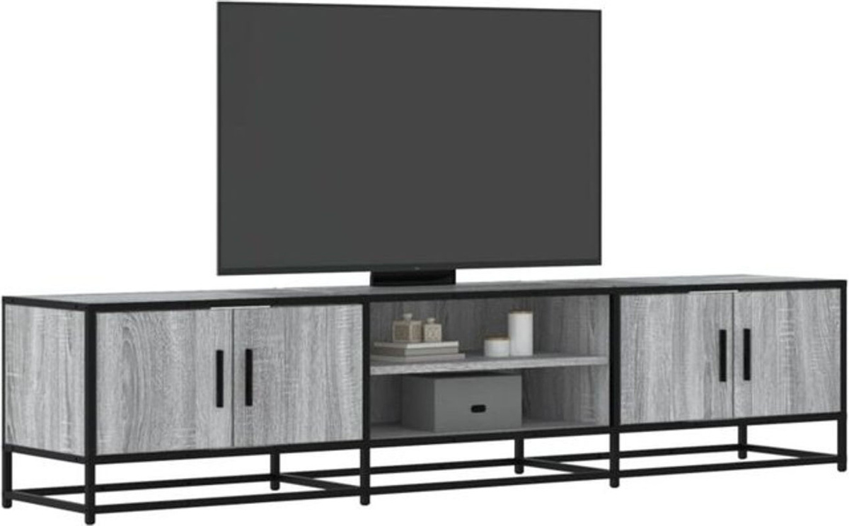 Vidaxl TV-Schrank in Grau im Modern Industrial Design aus Holzwerkstoff und Metall, B/T/H: 180 x 35 x 41 cm - Bild 1