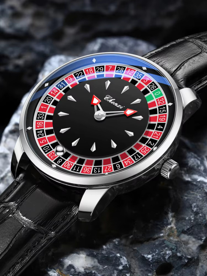 Chenxi Armbanduhr, Quarz, Leder, Edelstahl, Schwarz, Herren - Bild 1