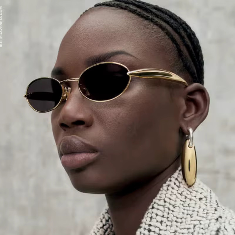 Julyrays Sonnenbrille Oval, Metall, Vollrand, Damen, Black, Gold - Bild 2