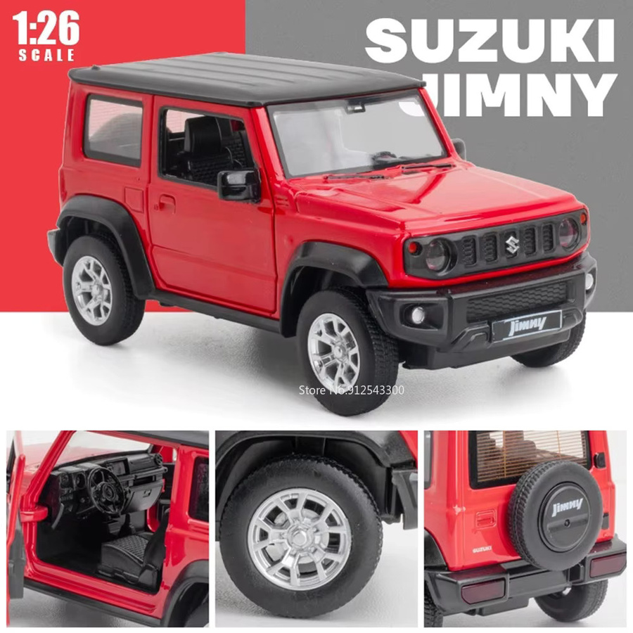 caipo Suzuki Jimny Spielzeugauto Modell, Maßstab 1:26, mit Licht und Sound, Metall, Rot - Bild 2