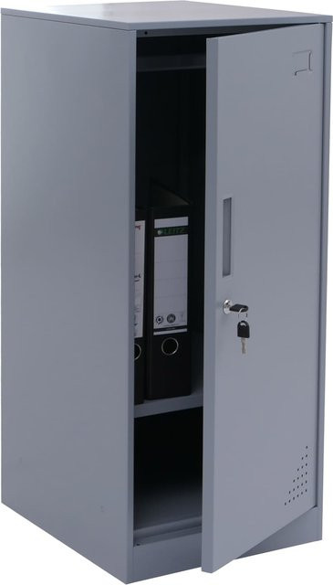 MCW Spind MCW-P63 Schließfachschrank aus Stahl mit Kleiderstange und Regalböden, Grau, B/T/H: 90 x 38 x 45 cm - Bild 1