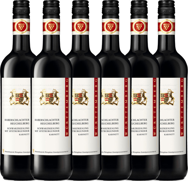 Haberschlachter Heuchelberg Schwarzriesling mit Spätburgunder Kabinett lieblich Rotwein 6 x 0,75 l - Bild 1