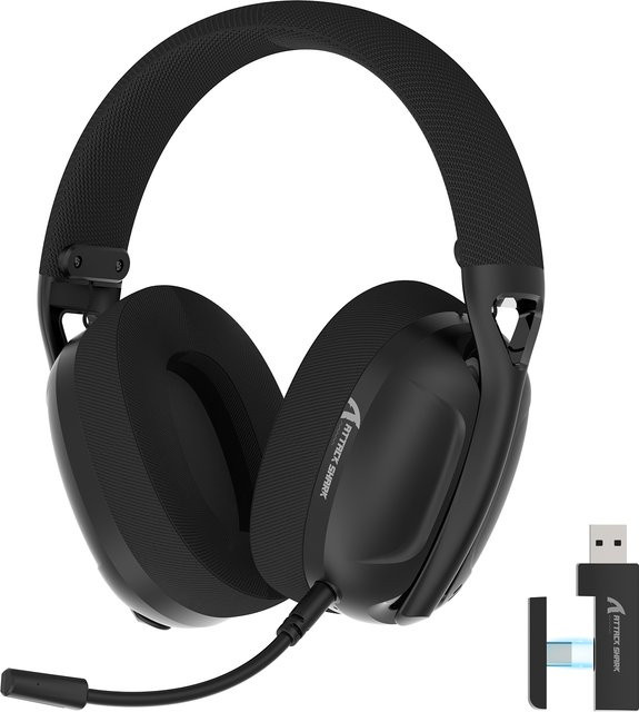 Attack Shark L80 Ultraleichtes kabelloses Gaming-Headset mit Bluetooth 5.3, 2,4 GHz und 3,5 mm Anschluss, Stereo 5.1, On-Ear mit Geräuschunterdrückung - Bild 1