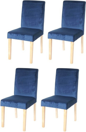 CHEFGASTRO Esszimmerstuhl 4er-Set aus Samt in Petrol-Blau mit Buchebeinen, B/T/H: 43 x 56 x 90 cm, Sitzhöhe: 45 cm