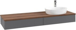 V&B Waschtischunterschrank Antao mit Frontstruktur und Beleuchtung, Anthrazit lackiert, B: 160 cm, T: 50 cm - Bild 1