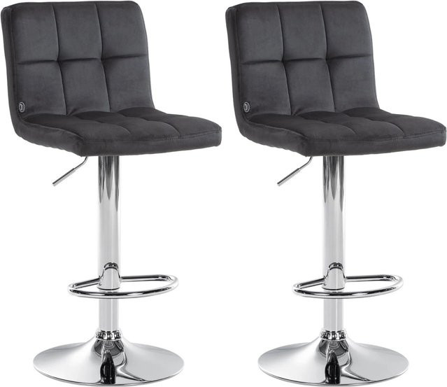 2er Set Barhocker DELUKE REZAR aus Samt in Schwarz mit Silber, B/T/H: 46 x 47 x 94 cm - Bild 1