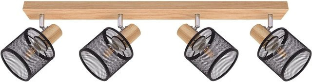 NETTLIFE Deckenstrahler im Industrial Design aus Holz und Metall, Schwarz, 4x E14 - Bild 1