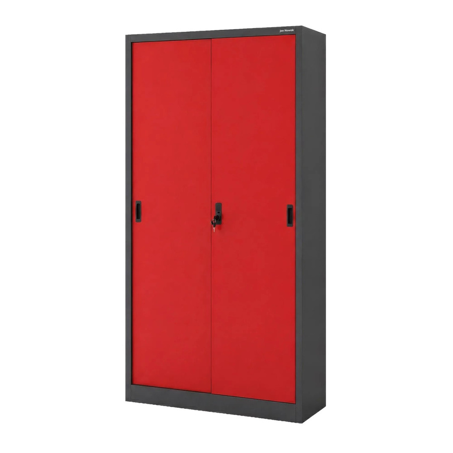 JAN NOWAK Büro-Metallschrank KUBA mit Schiebetüren in Anthrazit und Rot, H: 185 cm, B: 90 cm, T: 40 cm - Bild 1