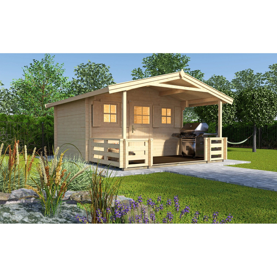 WEKA Gartenhaus 110 B Gr.2 aus europäischer Fichte mit Satteldach in Beige, B/H/T: 460 x 262 x 590 cm - Bild 2