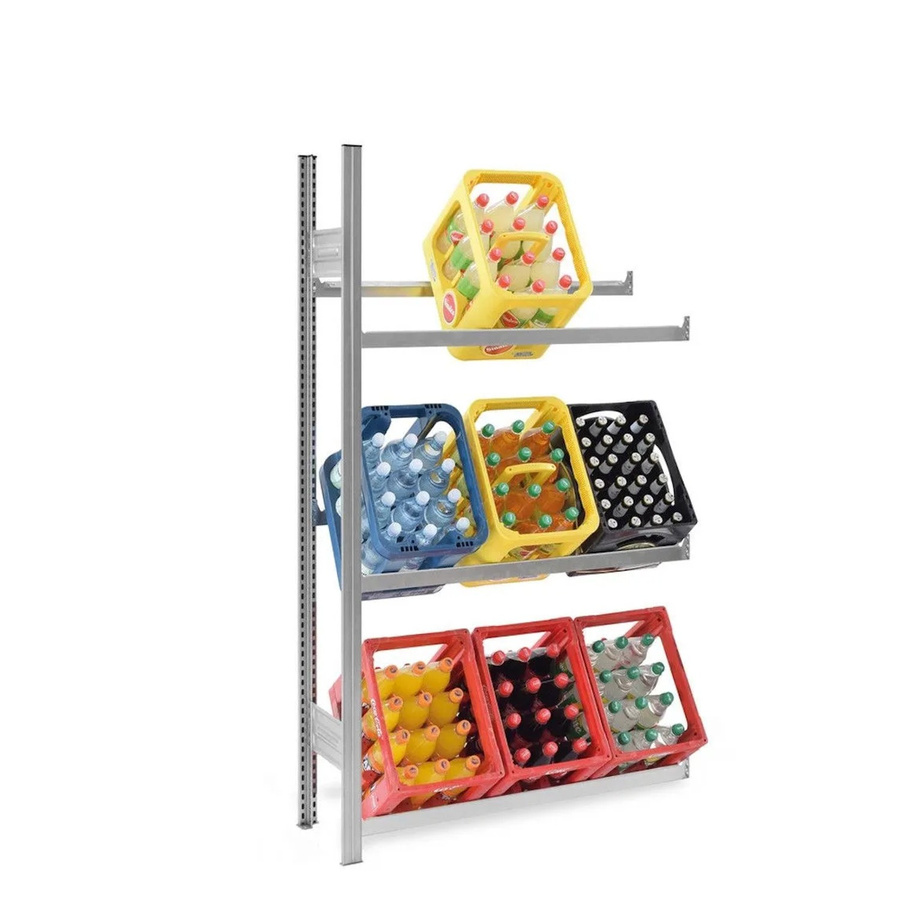 PROREGAL Getränkekistenregal Stecksystem T-Profil aus verzinktem Stahl, H x B x T: 175 x 100 x 30 cm, 3 Ebenen mit 100 kg Fachlast für 9 Getränkekisten - Bild 2