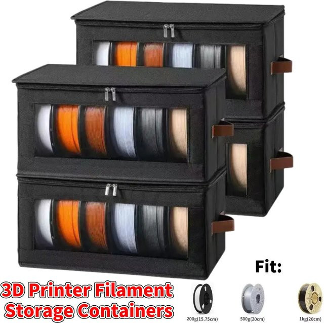 ALLOYSEED 3D-Drucker Filament-Aufbewahrungsbehälter mit Trockenmitteln und Entfeuchter für 4 Spulen à 1kg in Schwarz - Bild 1