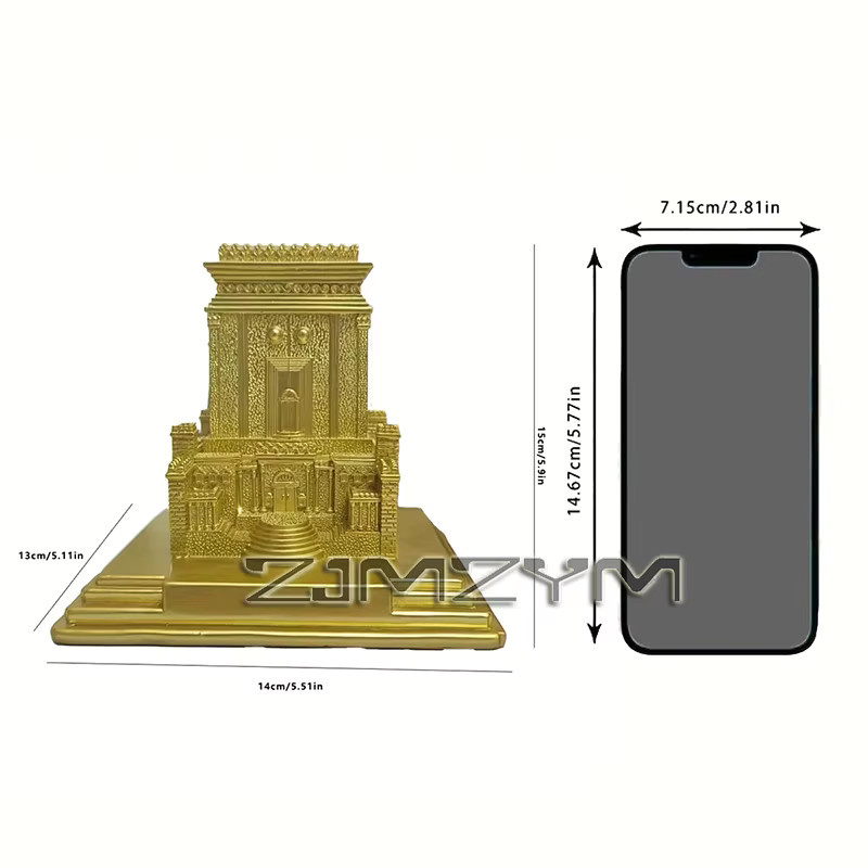 ZJMZYM Jüdische Tempel-Jerusalem-Replik auf Kupferbasis in Gold und Kupfer für deine Heimdekoration - Bild 2