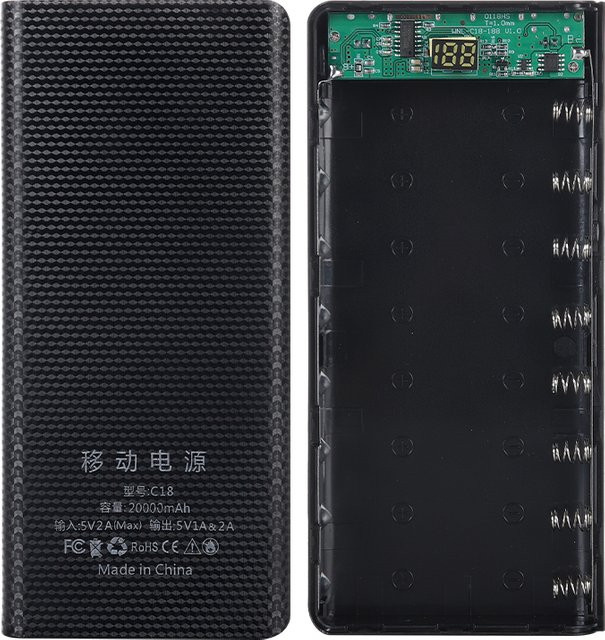 YiFanHeRong DIY Powerbank Gehäuse für 8x 18650 Akkus, Tragbare 5V Externe Batterie Ladestation in 4 Farben - Bild 1