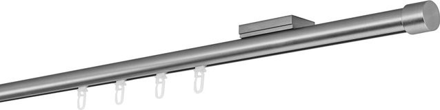 Ondeco Gardinenstange auf Maß mit Innenlauf 20mm, 1-lauf Deckenträger, Farbe: Edelstahl-Optik, Breite: 250 cm - Bild 1