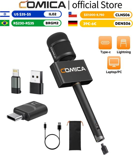 Comica Revo S Kardioid-Funkmikrofon für Smartphones mit Geräuschunterdrückung in Schwarz - Bild 1