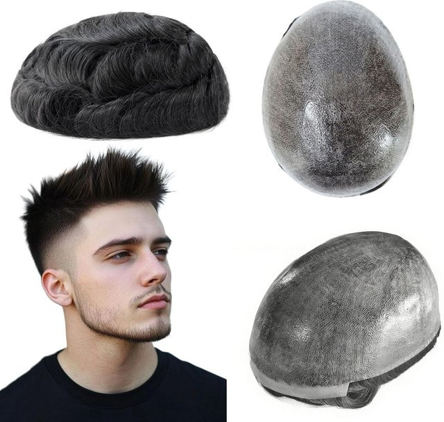CC YOUNG Injektions-Poly-Skin-Toupet, Echthaar-Haarteil für Herren - Bild 1