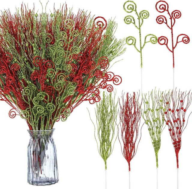 MENGHAO 6er Set Künstliche Beeren-Bouquets in Rot und Grün für Weihnachtsdekoration und Tischdekoration - Bild 1