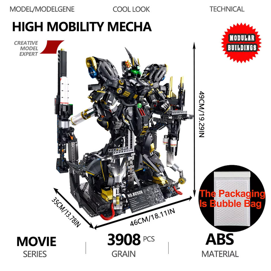Yangkili MOC Mecha Roboter Bausteine Set, Kreatives DIY Modell aus Kunststoff in Schwarz - Bild 2