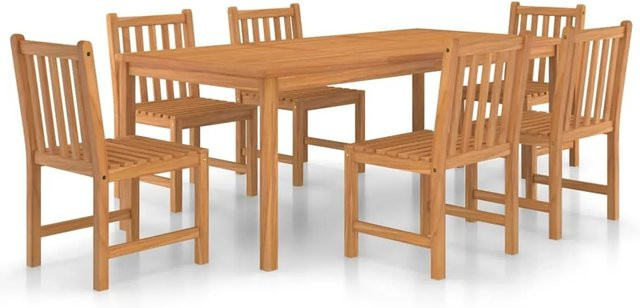 vidaXL 7-tlg Garten-Essgruppe aus Massivholz Teak in Braun Modell 47 - Bild 1