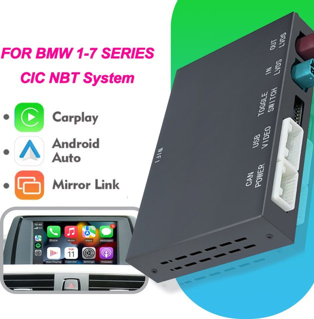 EzoneTronics Drahtlose CarPlay und Android Auto AI Box für BMW CIC NBT, Schwarz - Bild 1