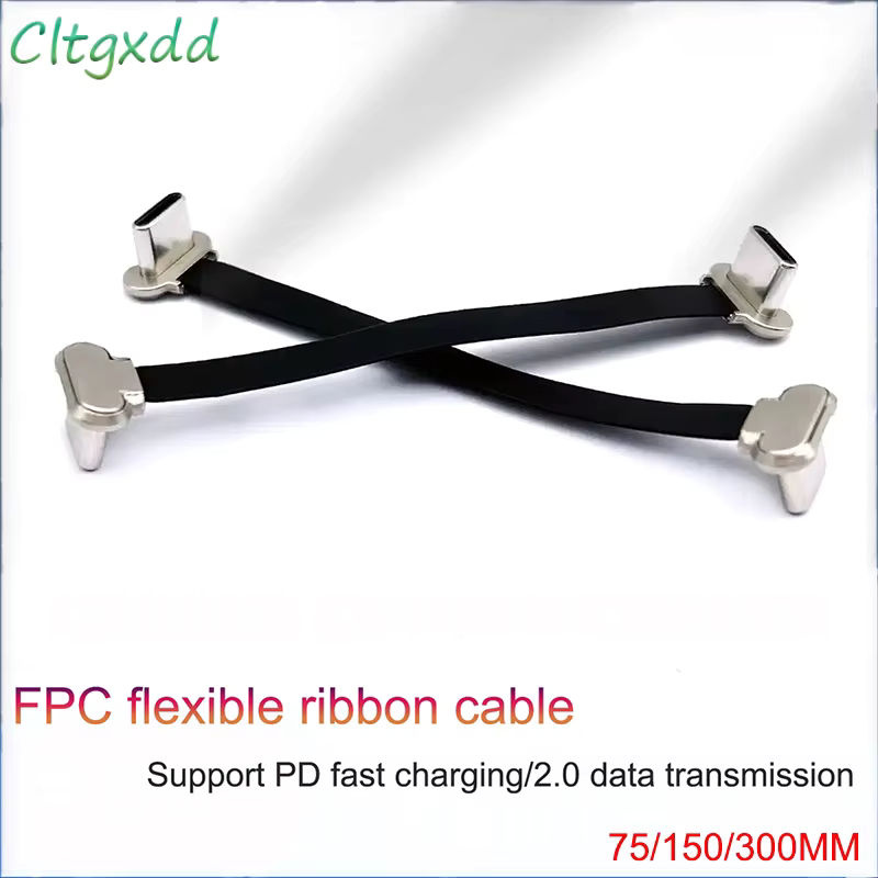 Bidirektionales USB-C FPC Flachbandkabel Stecker auf Stecker für Carplay-Box mit PD Schnellladung 2.0, Schwarz, Länge: 45 mm - Bild 3