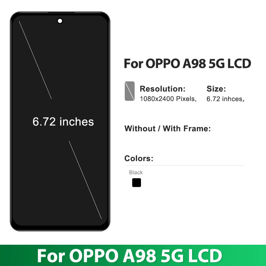 Sinmaytai LCD-Display mit Rahmen und Touchscreen-Digitizer für Oppo A98 5G CPH2529 in Schwarz - Bild 2