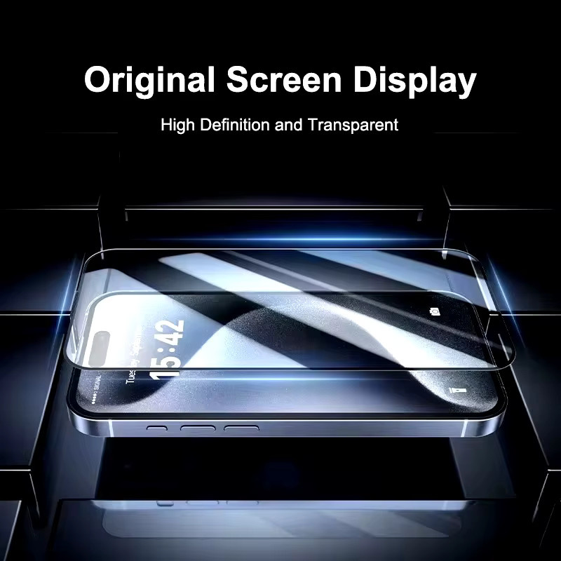 Displayschutzfolie aus gehärtetem Glas für iPhone 16 15 14 13 12 11 Pro Max X XR XS transparent - Bild 3