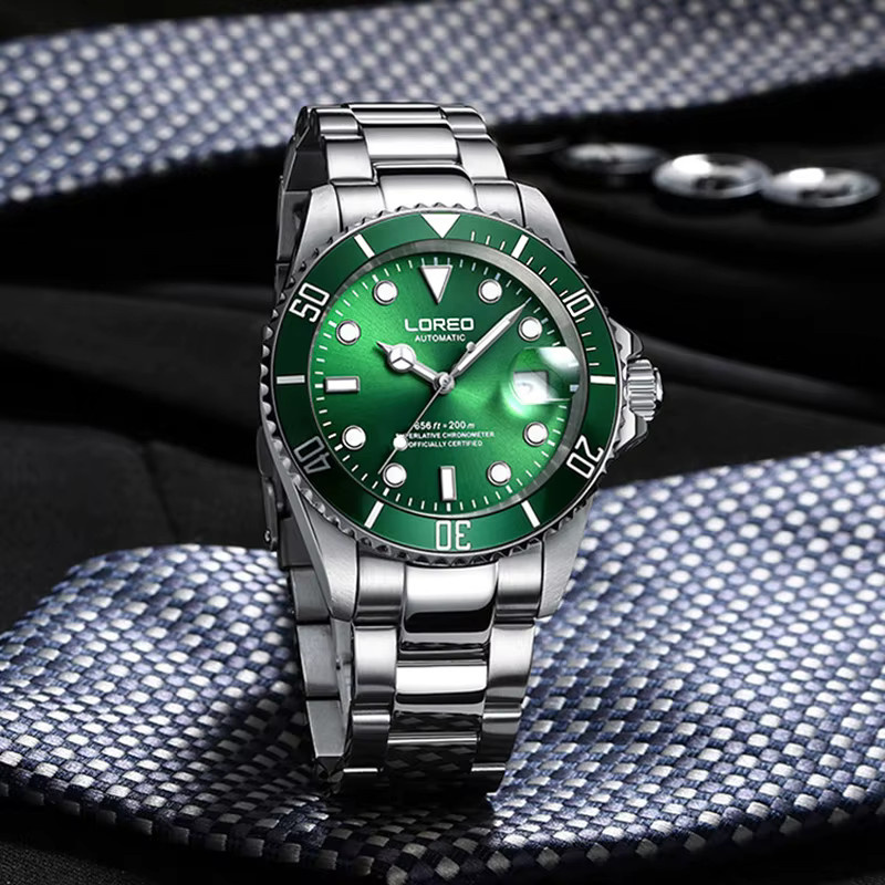 LOREO Armbanduhr Automatik, Edelstahl, Saphirglas, Grün, Herren - Bild 3