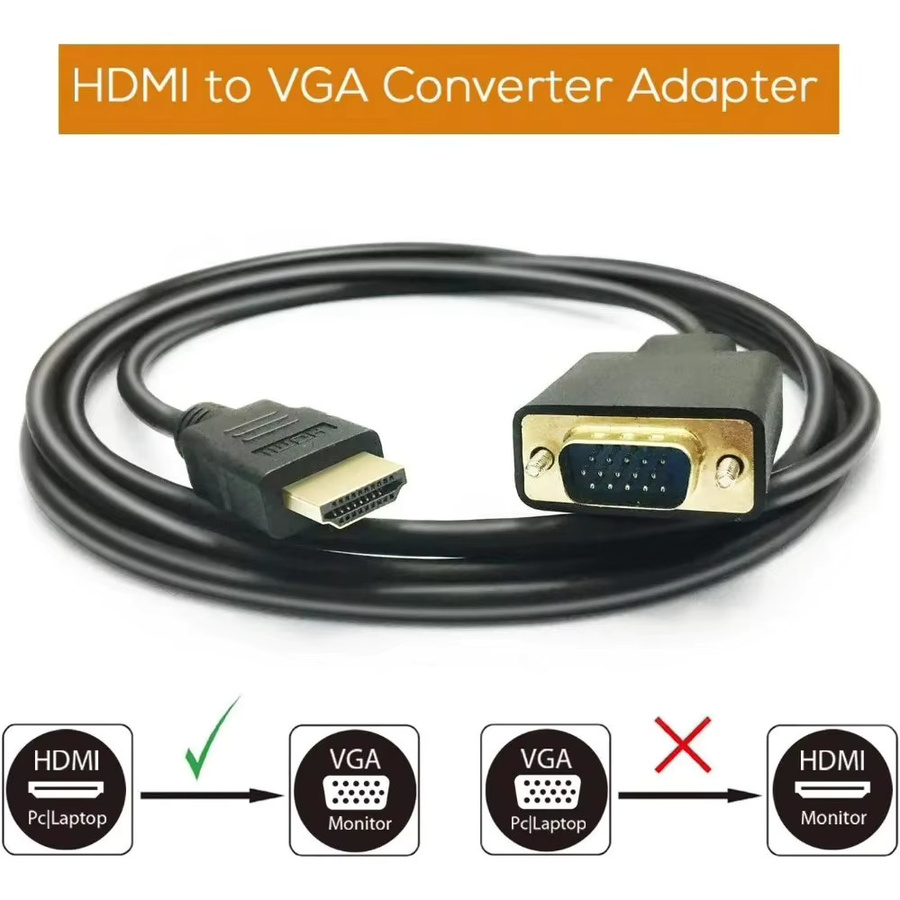 LccKaa HDMI auf VGA Adapter Video-Audio-Konverter in Schwarz für Desktop, Laptop, PC, TV, Monitor und Projektor mit 1080P Auflösung - Bild 5