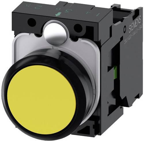 Siemens Drucktaster 3SU1100-0AB30-1BA0 mit rundem Frontring aus Kunststoff in Schwarz und Gelb - Bild 1