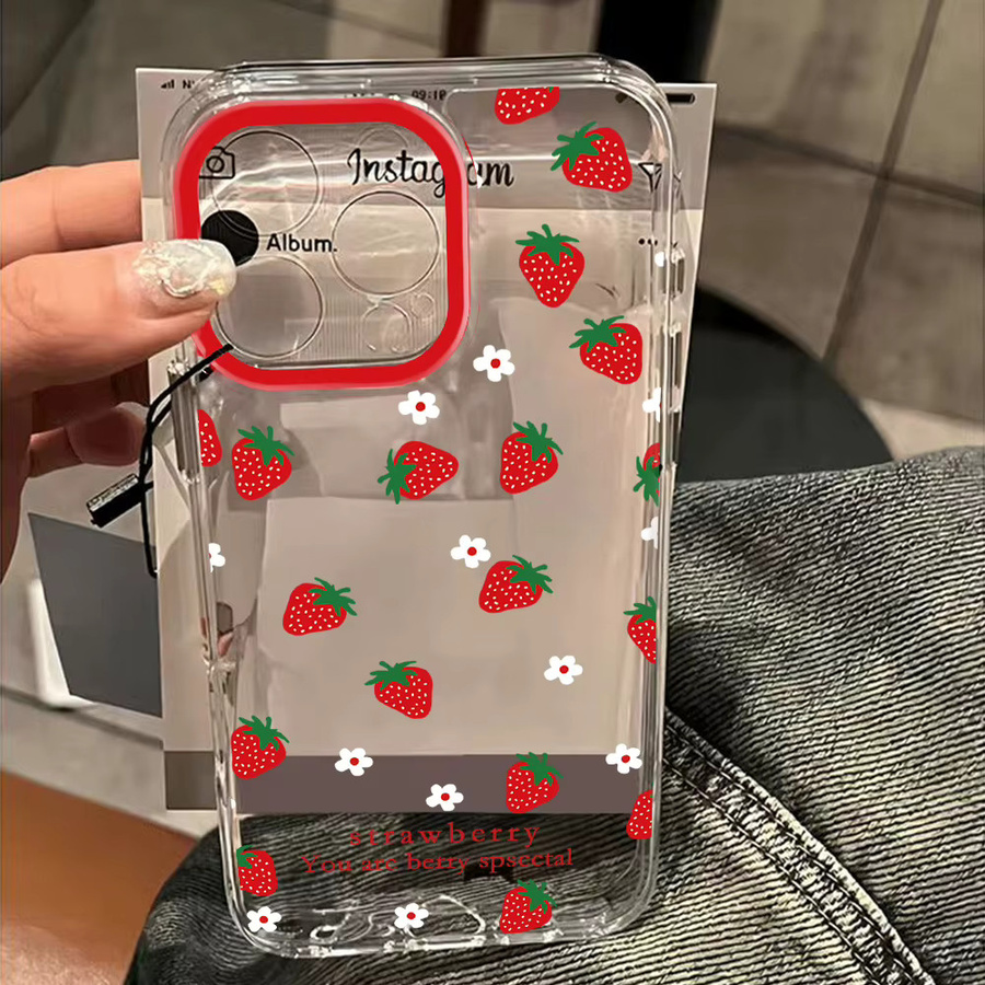 Transparente Erdbeerwellen Handyhülle für Xiaomi Mi und Poco Modelle - Bild 2