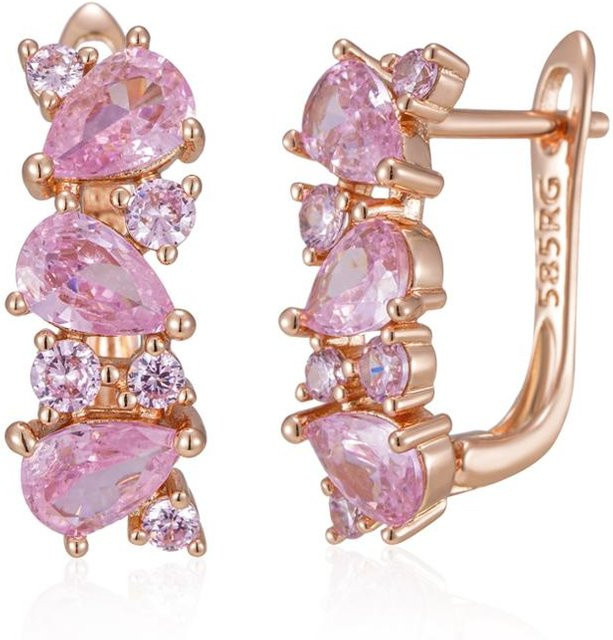 Hängeohrringe Kupfer, Roségold, Zirkonia, Damen - Bild 1