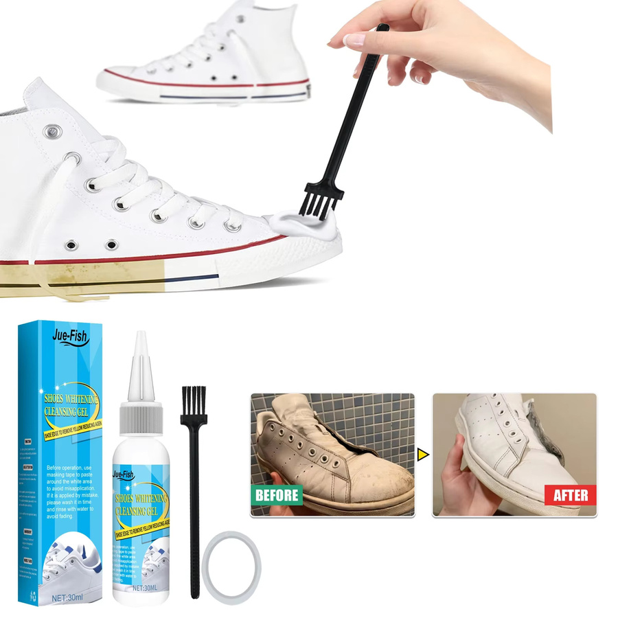Jue-Fish Weißes Schuh-Reinigungsgel-Set zur Flecken- und Schmutzentfernung für Sneaker, 30 ml - Bild 4