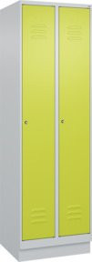 C+P Wäsche-Spind Classic PLUS mit Sockel, 2 Abteile, Stahlkonstruktion, grau/grün, H x B x T: 195 x 60 x 50 cm - Bild 1