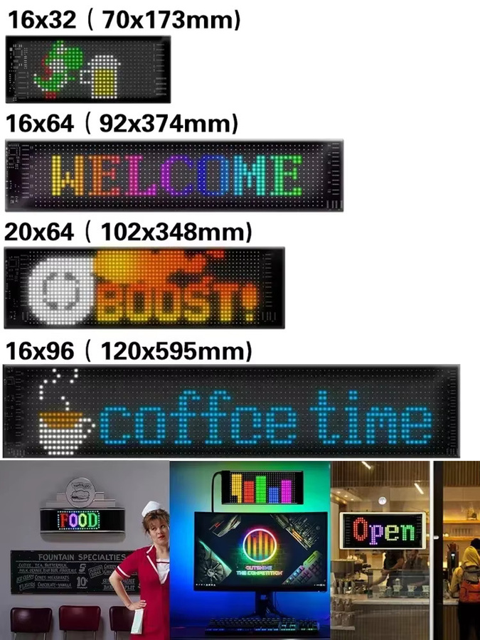 LINYILIGHT LED-Matrix-Pixel-Panel RGBIC App-gesteuerter programmierbarer Display in Schwarz mit USB-Anschluss - Bild 5