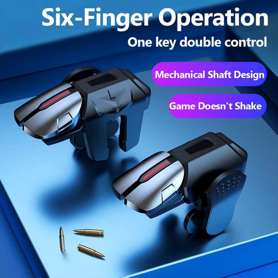 VAKIND G21 Handy Spiel Trigger Gamepad Joystick mit 6-Finger Steuerung L1 R1 Tasten für Android Smartphone Shooter Spiele in Schwarz - Bild 2