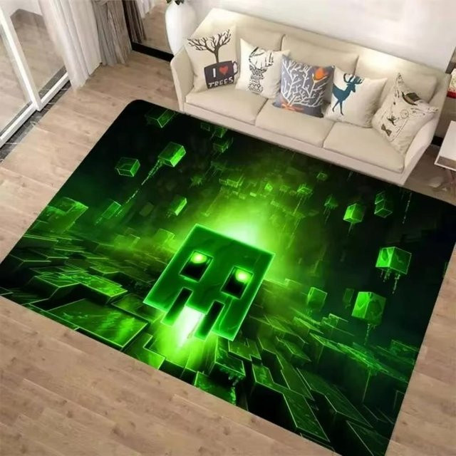 Karpetti 3D M-C Pixel Art Teppich in Grün, moderner abstrakter Teppich für Wohnzimmer und Schlafzimmer, B/T: 120 x 80 cm - Bild 1
