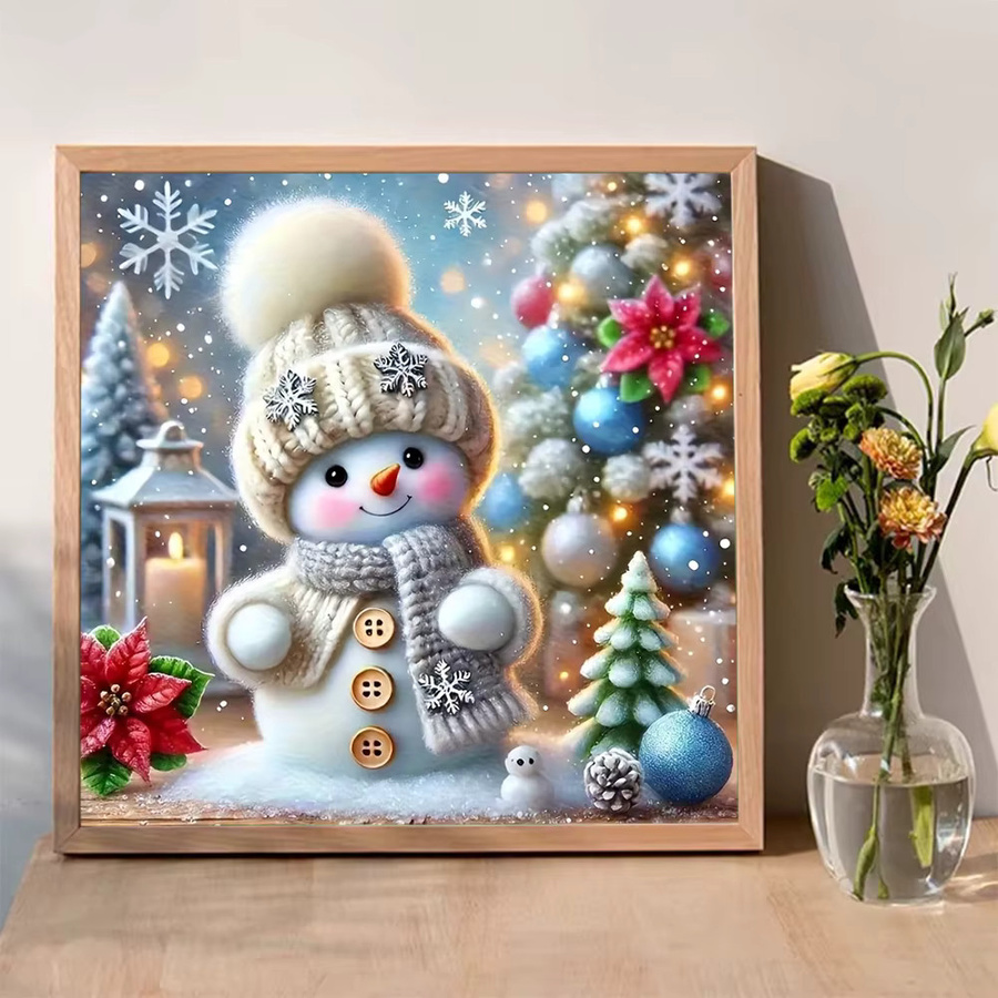 Evershine DIY Diamant-Mosaik Set Winter-Schneemann mit runden Strasssteinen, 4 Stück, Multicolour, B/H: 20 x 20 cm - Bild 3