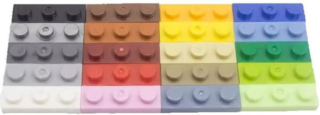 JIAJIALE Baustein Set 1x3 Grundlegende MOC Gebäude Zubehör, 10 Stück, Gelb und Bunt / Mehrfarbig - Bild 1