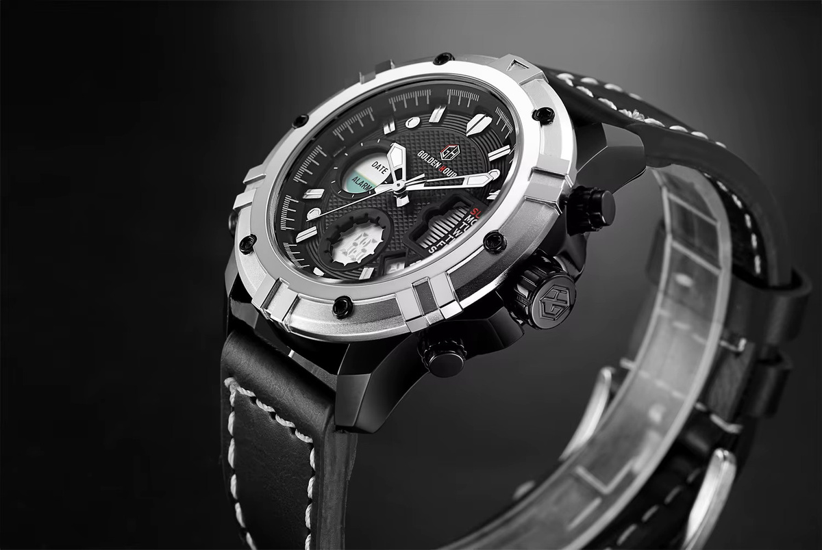 GOLDENHOUR Smartwatch, Analog-Digital, Schwarz, Silikon, Herren - Bild 3