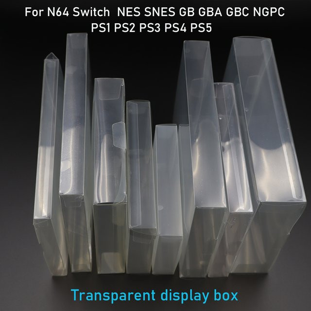 6er Set TingDong Spielkarten-Displayboxen aus transparentem PET als staubdichter Schutz für Nintendo Switch und Retro-Konsolen wie GB, GBA, GBC, N64, NES, SNES, PS1 bis PS5 - Bild 1