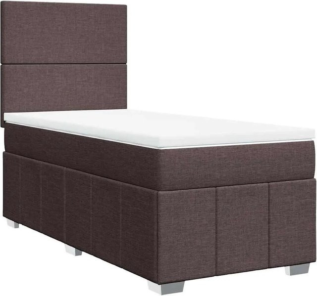 vidaXL Boxspringbett mit Matratze Dunkelbraun, Hybrid-Bett mit USB-Ladeport und Unterbettbeleuchtung, B/T: 90 x 200 cm - Bild 1