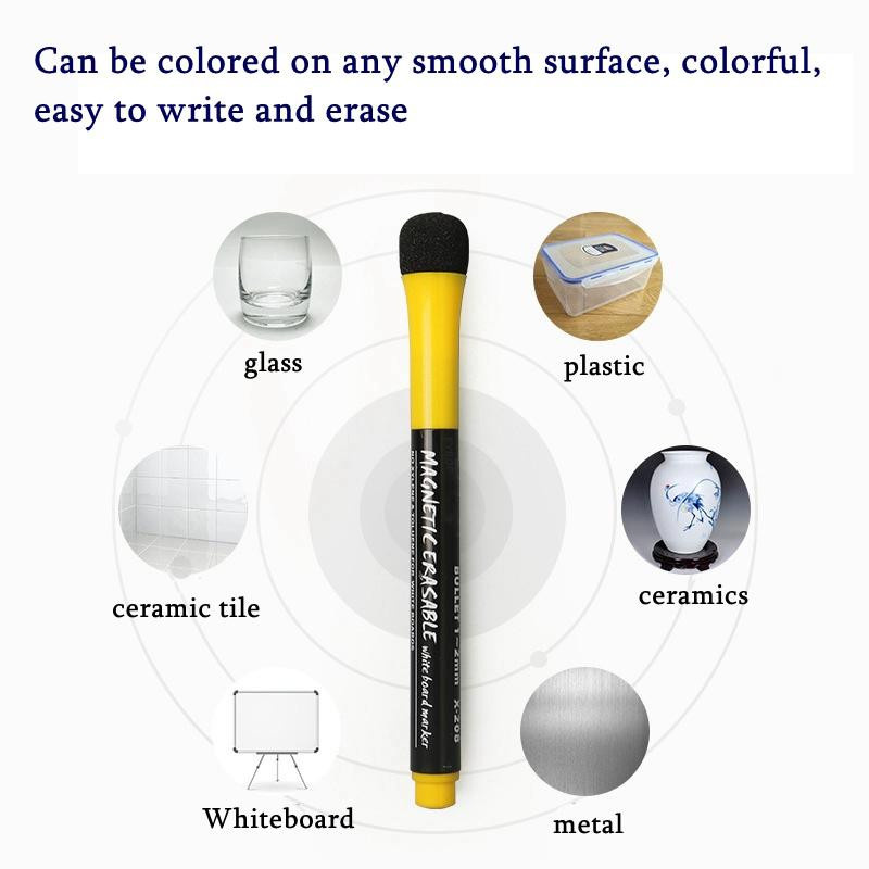 Yiran Furniture Whiteboard Marker Set mit integriertem Radiergummi, 12 Farben, Bullet Spitze, Mehrfarbig - Bild 5