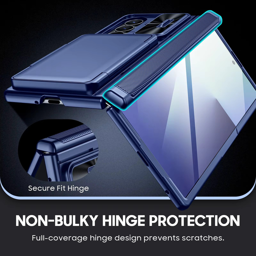 BANGZAO Schutzhülle für Galaxy Z Fold 7 mit integriertem Ständer und Displayschutz, Blau - Bild 3