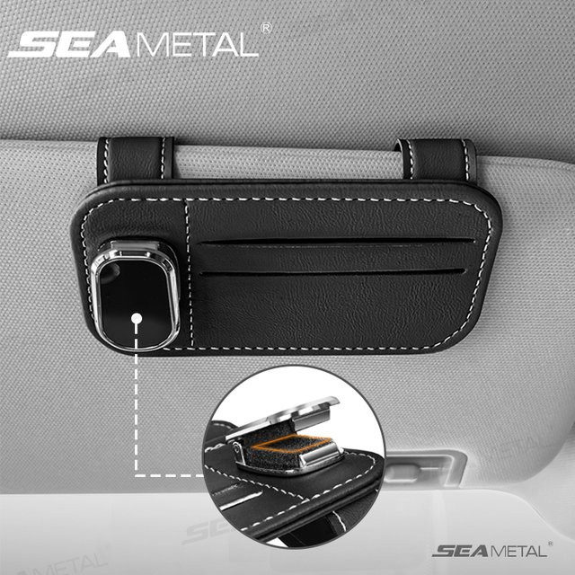 SEAMETAL Universal Sonnenbrillen-Clip mit Kartenhalter und kratzfreiem Sonnenblenden-Organizer für dein Auto - Bild 1