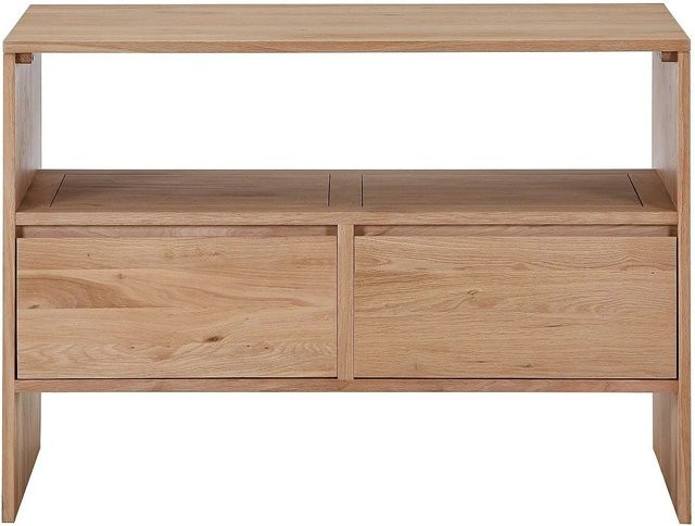 Waschbeckenunterschrank Cavizo aus Massivholz Eiche in Naturfarben Hell, B: 110 cm - Bild 1